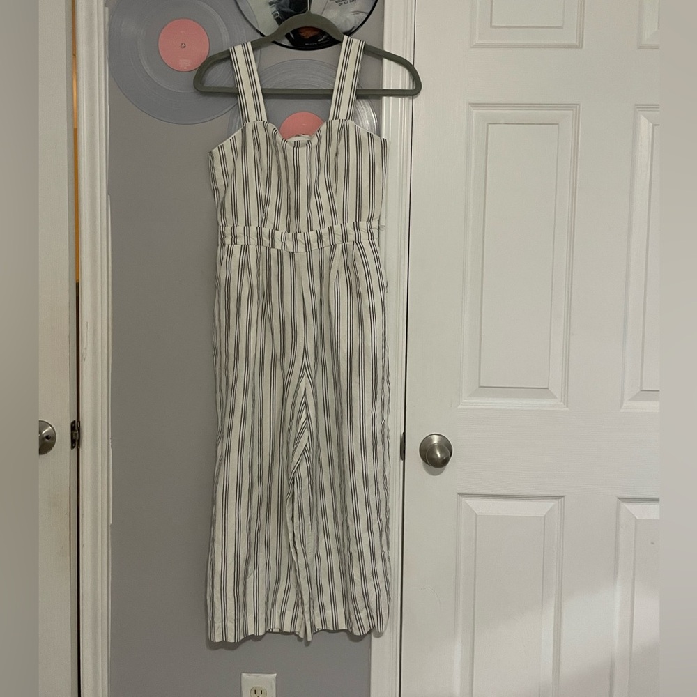 Ann Taylor women’s Striped Jumpsuit in Black and White